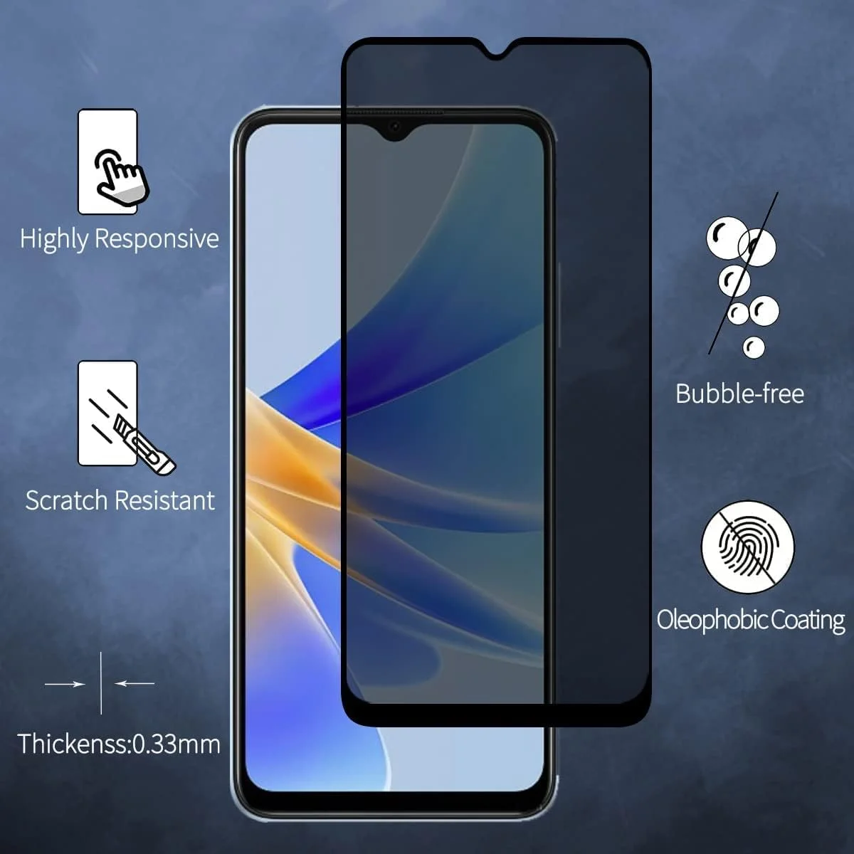 محافظ صفحه نمایش ضد جاسوسی HKess بسته 2 عددی برای HUAWEI nova Y70 - محافظ صفحه حریم خصوصی تمام صفحه، فیلم شیشه ای حرارت دیده سه بعدی، محافظ پوشش کامل ضد دید 9H، ضد خش