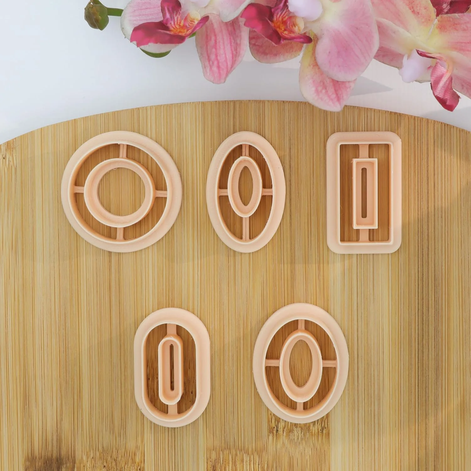 ابزار سفالگری گوتو، برشگرهای خمیر پلیمری بیضی، گرد و مستطیل شکل برای گوشواره، برشگرهای خمیر دونات، مجموعه 5 عددی برشگر خمیر برای ساخت جواهرات