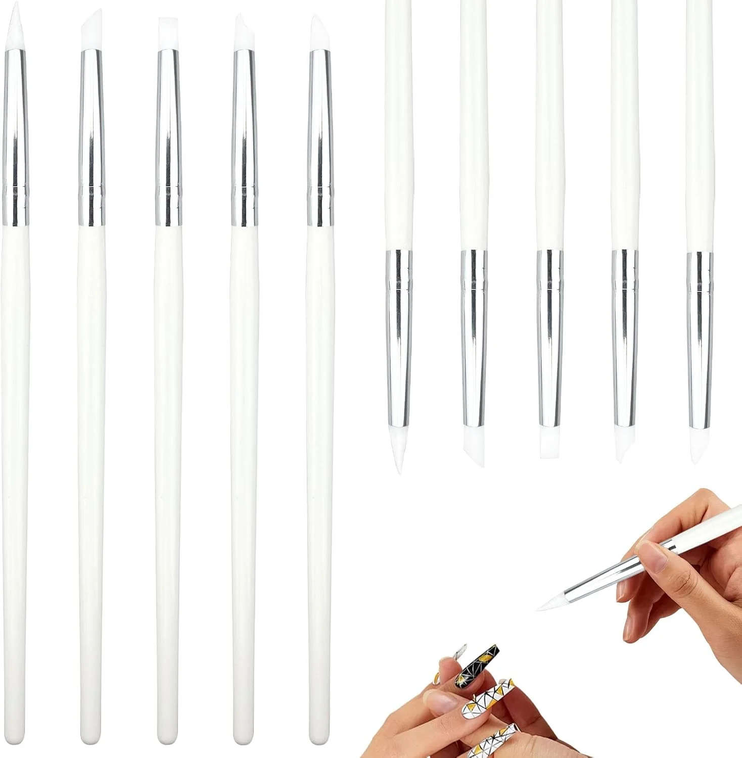 ست 10 عددی ابزار مجسمه سازی سفالی سیلیکونی، ابزار سفالگری، ابزار انعطاف پذیر حکاکی خاک رس، قلم مو رنگ آمیزی برای آثار هنری و صنایع دستی رزینی