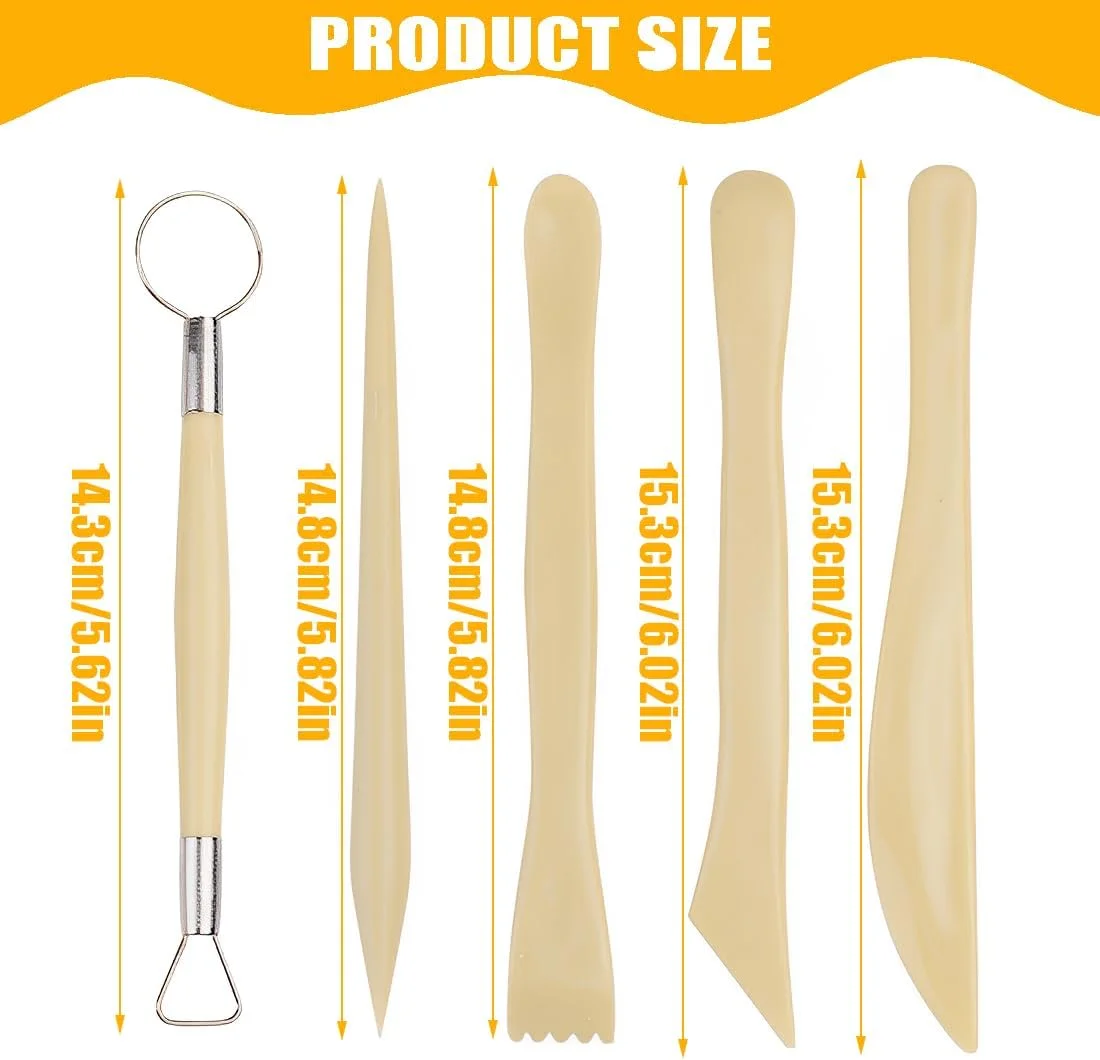 ابزار مجسمه سازی سرامیکی IKOPFLN، مجموعه 5 عددی ابزار مدل سازی خاک رس، میله های رسی برای حرفه ای ها، هنرمندان یا مبتدیان