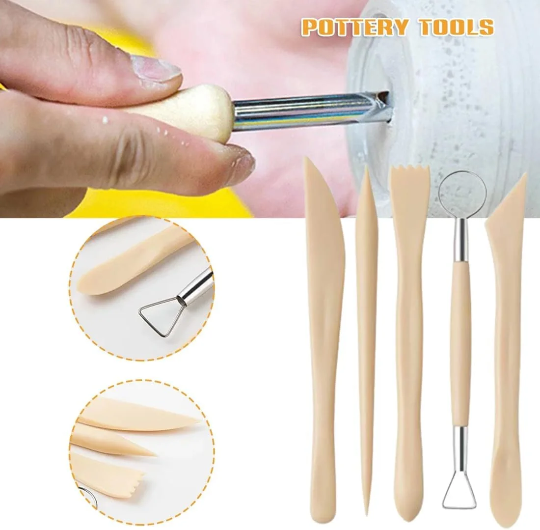 ابزار مجسمه سازی سرامیکی IKOPFLN، مجموعه 5 عددی ابزار مدل سازی خاک رس، میله های رسی برای حرفه ای ها، هنرمندان یا مبتدیان