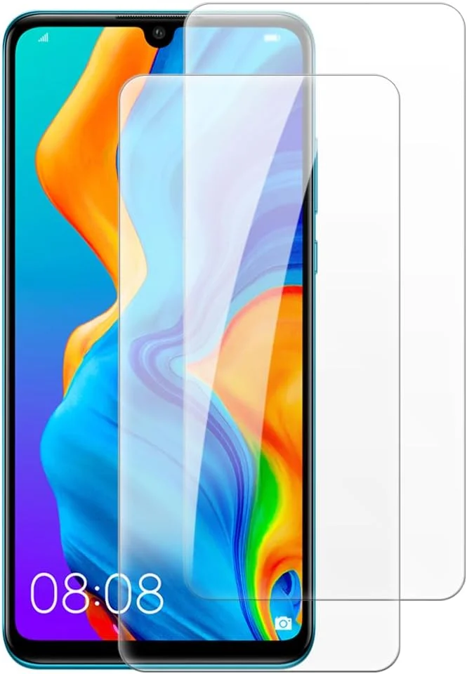 محافظ صفحه نمایش شیشه ای حرارت دیده Shantime [بسته 2 عددی] سازگار با Huawei P30 lite New (6.15 اینچ)، HD شفاف ضد خش بدون حباب، سازگار با قاب