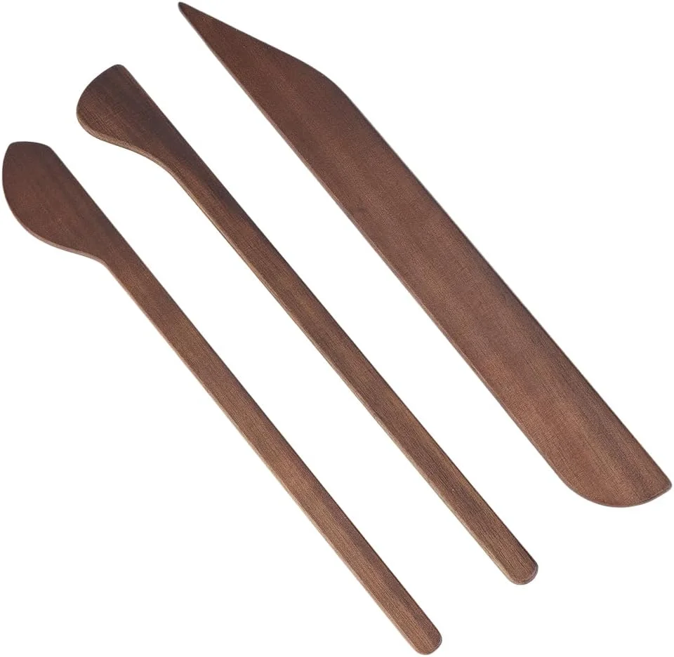 ابزار مدل‌سازی و حکاکی سفال چوبی BENECREAT، 3 عددی، ابزار مجسمه‌سازی سفال چوبی، ابزار مدل‌سازی خمیر سفال پلیمری برای لوازم حکاکی خمیر بازی صابون سرامیک