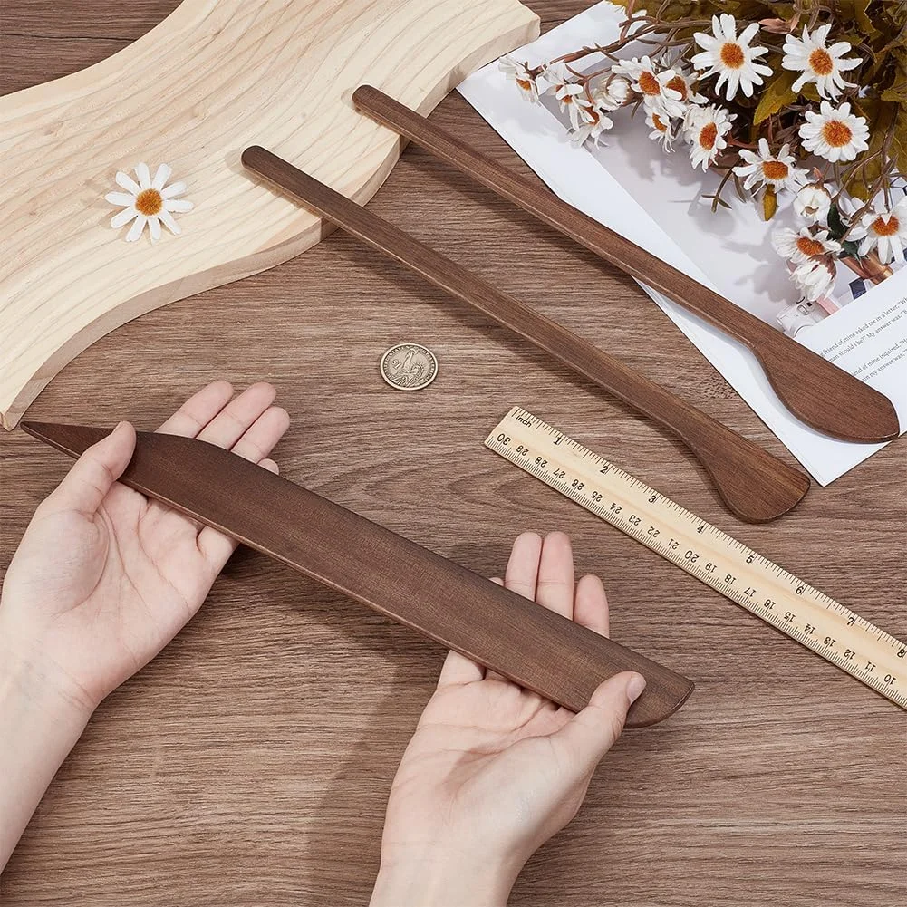 ابزار مدل‌سازی و حکاکی سفال چوبی BENECREAT، 3 عددی، ابزار مجسمه‌سازی سفال چوبی، ابزار مدل‌سازی خمیر سفال پلیمری برای لوازم حکاکی خمیر بازی صابون سرامیک