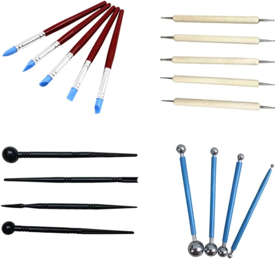 ست 18 عددی ابزار مجسمه سازی خمیر مدل سازی، ابزار سفالگری و لوازم جانبی، ست ابزار مجسمه سازی، ست مدل سازی، ابزار مدل سازی سفالگری، ابزار سفالگری مجسمه سازی