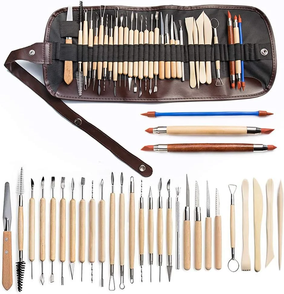 ابزار مجسمه سازی XRTLYH، مجموعه 30 عددی ابزار سفالگری، ابزار مدل سازی خمیر، ابزار نقطه گذاری، کیت مدل سازی نقطه ای استایلوس توپی برای مدل سازی خمیر سفالگری، برجسته سازی هنر ناخن DIY