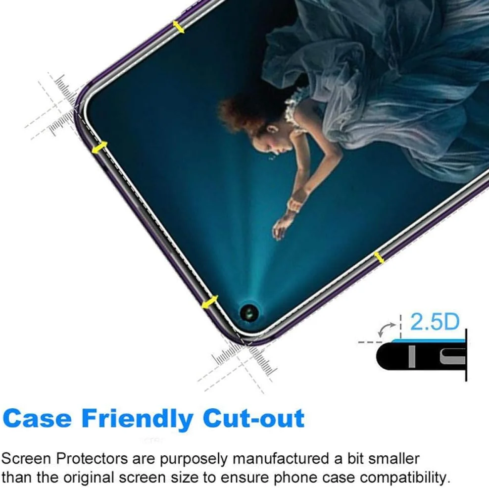 محافظ صفحه نمایش شیشه ای حرارت دیده MIBQM بسته 3 عددی برای گوشی های Huawei Honor 20 Pro 20 Lite 20s، محافظ صفحه نمایش شیشه ای برای Huawei Honor 20 Pro 20 Glass Honor 20S 6.15