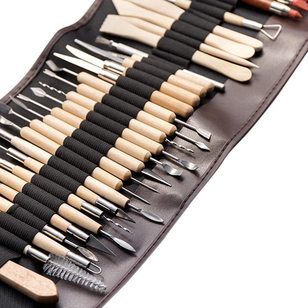 ابزار مجسمه سازی XRTLYH، مجموعه 30 عددی ابزار سفالگری، ابزار مدل سازی خمیر، ابزار نقطه گذاری، کیت مدل سازی نقطه ای استایلوس توپی برای مدل سازی خمیر سفالگری، برجسته سازی هنر ناخن DIY