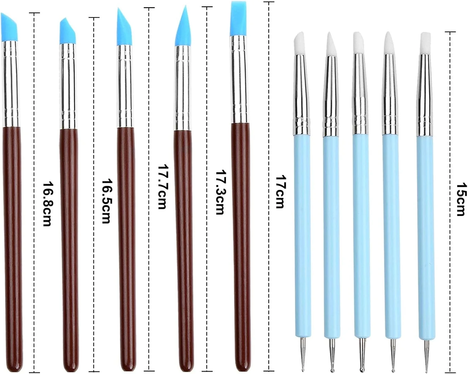 مجموعه ابزار مجسمه سازی رسی یاسموس 10 عددی، ابزار مدل سازی رسی سیلیکونی، ابزار رسی پلیمری برای مجسمه سازی سفال، تزئین فوندانت کیک، آبی