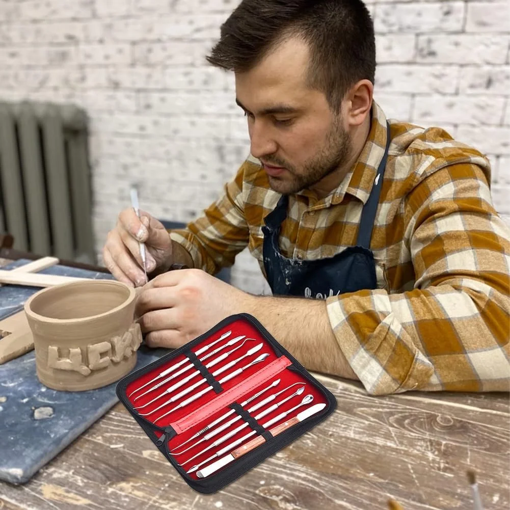 ابزار حکاکی استیل Joyzan، ابزار مجسمه سازی موم شمع سفالی، ابزار فلزی سرامیکی انعطاف پذیر، حکاکی چرخشی، ابزار حکاکی موم DIY برای مبتدیان