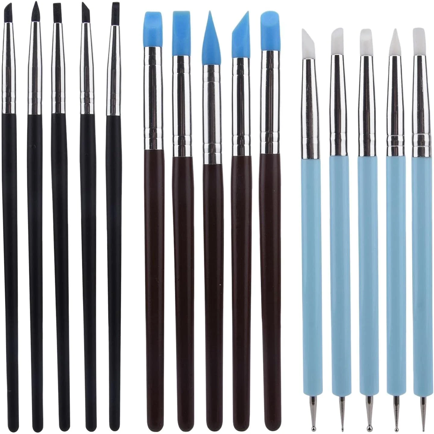 مجموعه ابزار مجسمه سازی глиняный Ganquer شامل 15 عدد، ابزار глиняный پلیمری، مجموعه ابزار глиняный مدل سازی، ابزار سرامیکی، ابزار نقطه گذاری برای مجسمه سازی سفال، تزئین فوندانت کیک، حکاکی هنری برجسته سازی هنر ناخن DIY