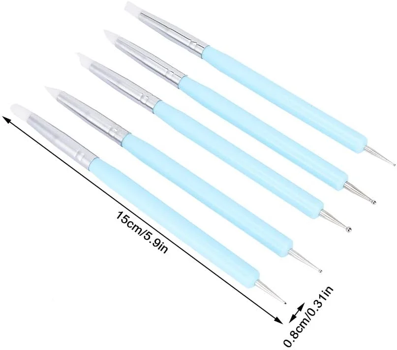 ست 5 عددی ابزار مجسمه سازی خاک رس، ابزار شکل دهنده مجسمه سازی با سر سیلیکونی