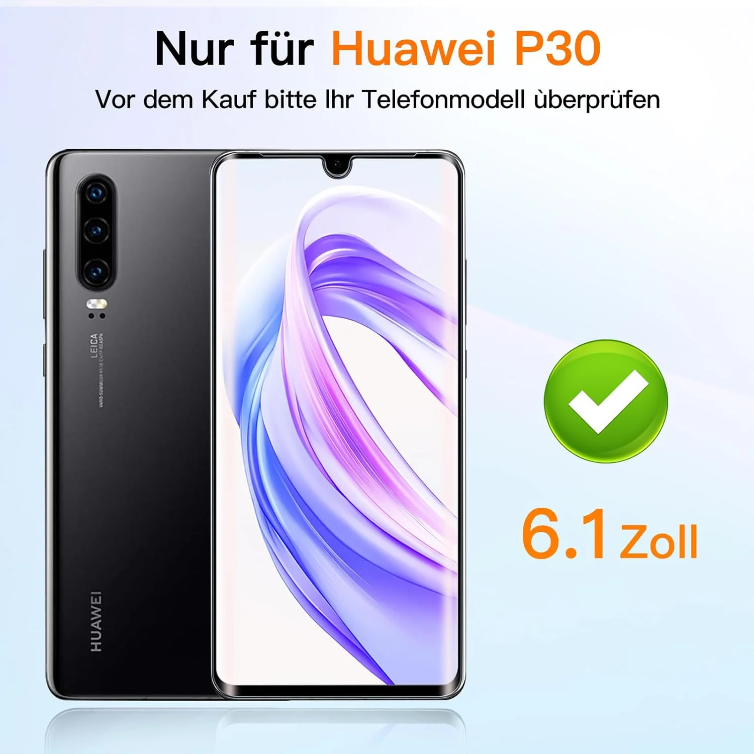 محافظ صفحه نمایش شیشه ای حرارت دیده VideoSecu بسته 2 عددی برای Huawei P30، سختی 9H، محافظ صفحه نمایش شیشه ای حرارت دیده HD بدون حباب، دقت لمس 100٪، ضد روغن، مقاوم در برابر خراش، پوشش کامل
