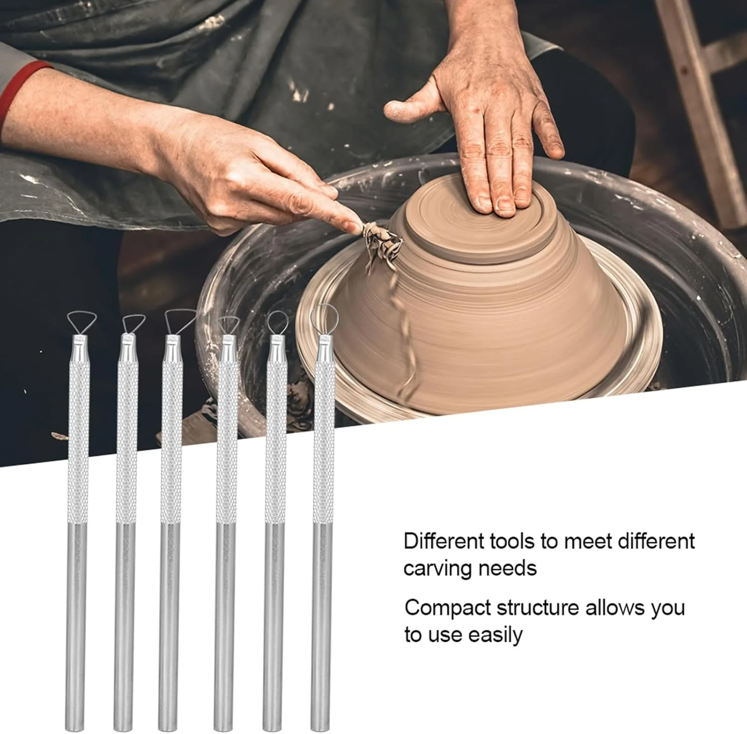 مجموعه 6 عددی ابزار مجسمه سازی NDNCZDHC، ابزار مدل سازی مجسمه سازی آلیاژ آلومینیوم، ابزار جزئیات سرامیکی برای لجن، خراش دادن خاک رس، برجسته سازی