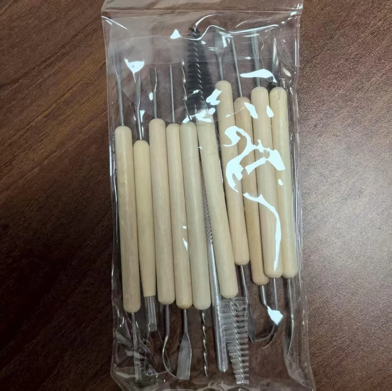 ست ابزار مجسمه سازی حرفه ای خاک رس، ۱۱ تکه، استیل ضد زنگ با دسته های چوبی، برای سفالگری، حکاکی، مدل سازی