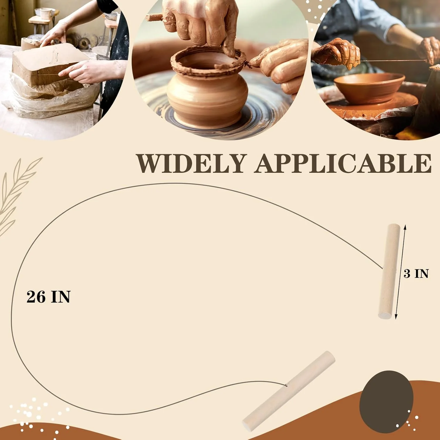 یالیکوپ 30 عدد سیم برش رس با دسته چوبی، استفاده آسان، ابزار برش سیم فولادی، ابزار سفالگری برای برش خمیر پنیر، ابزار سفالگری خط گلی برای مجسمه سازی هنر سرامیک