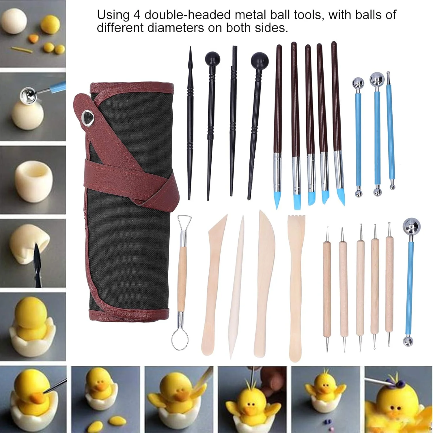 مجموعه ابزار مجسمه سازی TMKJZL، کیت DIY شامل 24 ابزار برای حکاکی، مدل سازی و شکل دهی