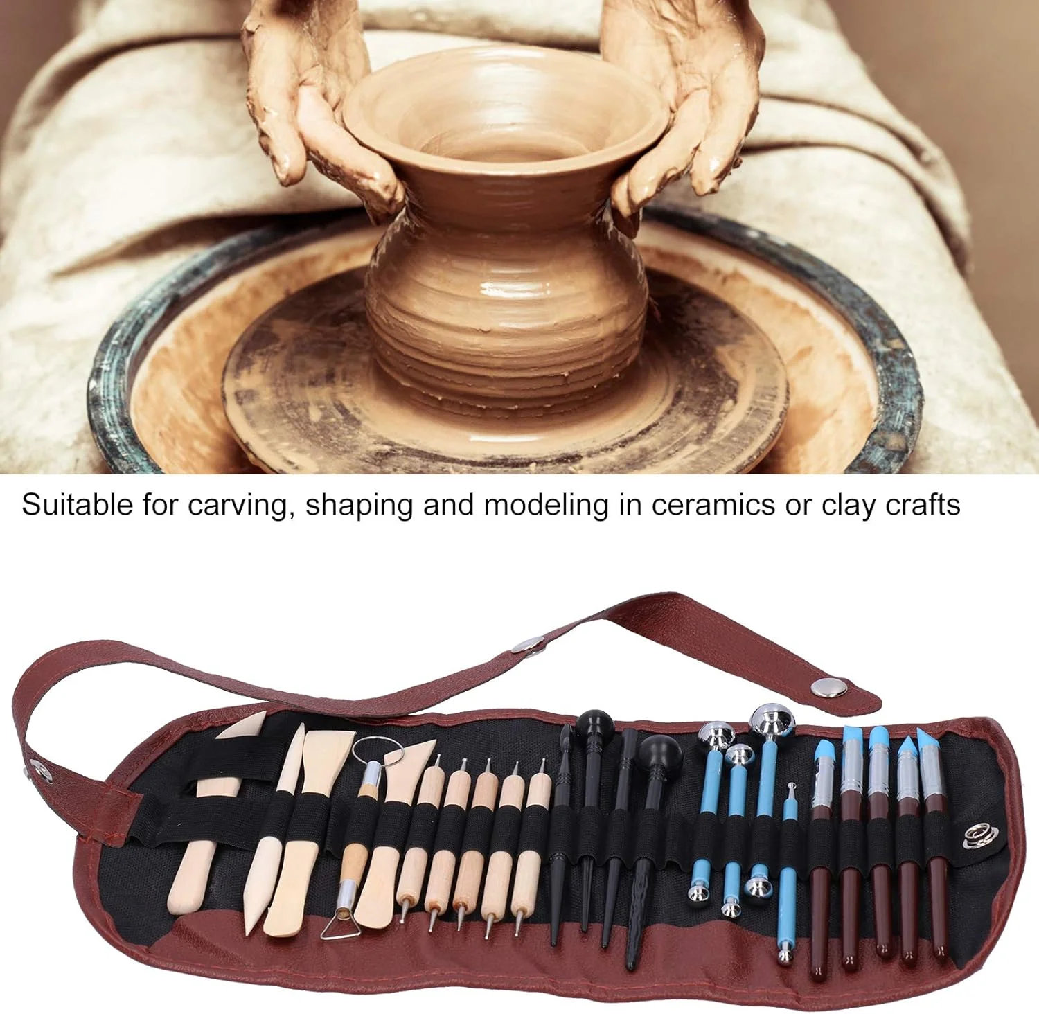 مجموعه ابزار مجسمه سازی TMKJZL، کیت DIY شامل 24 ابزار برای حکاکی، مدل سازی و شکل دهی