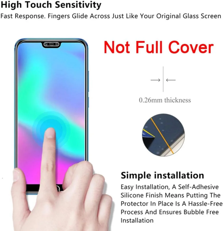 محافظ صفحه نمایش شیشه ای حرارت دیده MIBQM بسته 3 عددی برای Huawei Honor 20 Pro View 10 Lite، محافظ صفحه نمایش برای Huawei Honor 20 Lite 10i 20i، شیشه برای Huawei Honor View 20