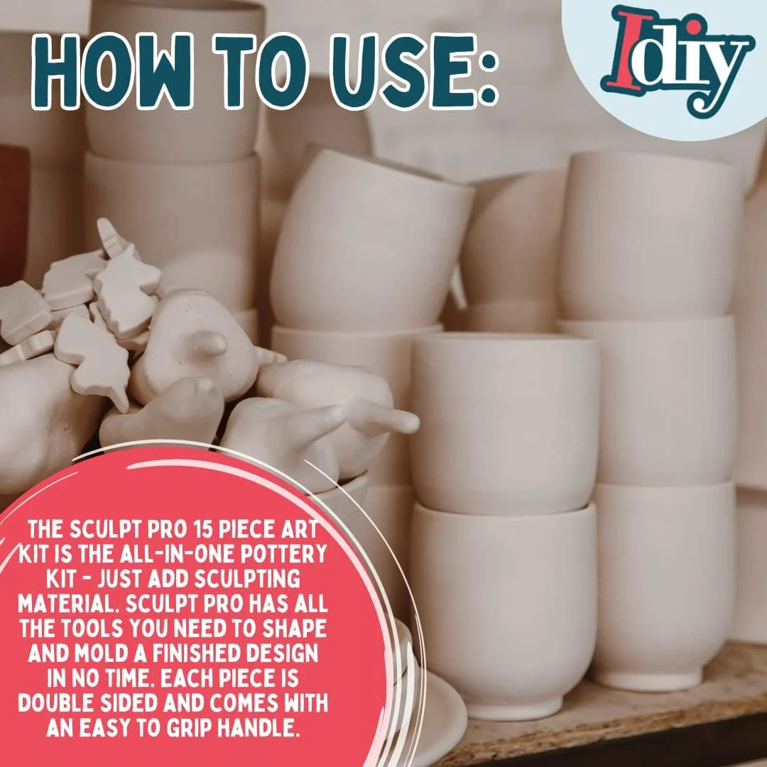 ست ابزار سفالگری Sculpt Pro - ست مجسمه سازی رسی 15 تکه ای 36 ابزاری برای مبتدیان - کیف حمل رایگان نیز موجود است