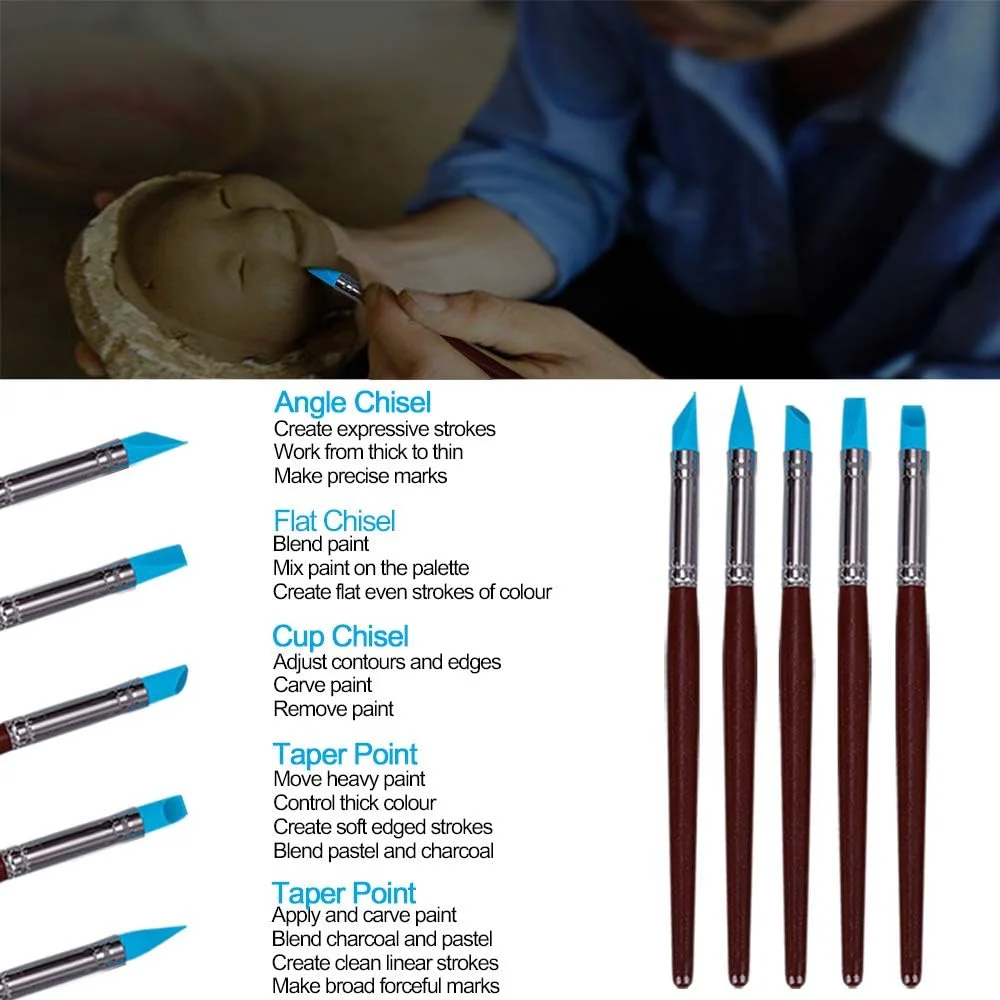 ست ابزار سفالگری 61 تکه Tonsiki، کیت ابزار مجسمه سازی خاک رس برای هنرهای حرفه ای مبتدی، چوب و فولاد، ایمن برای مدارس و خانه برای کودکان