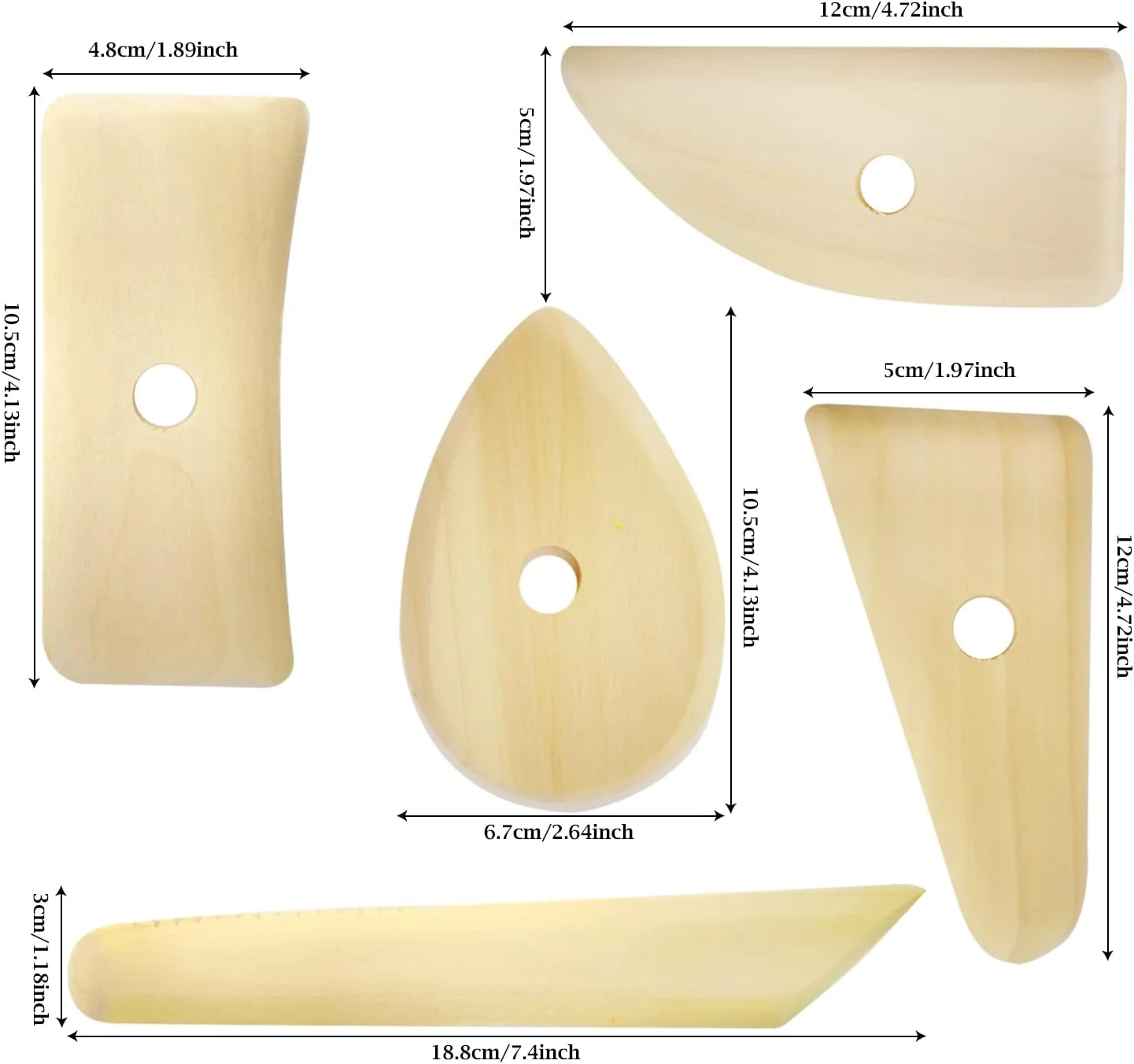 ابزار سفالگری و مجسمه سازی چوبی Honbay، پنج تکه