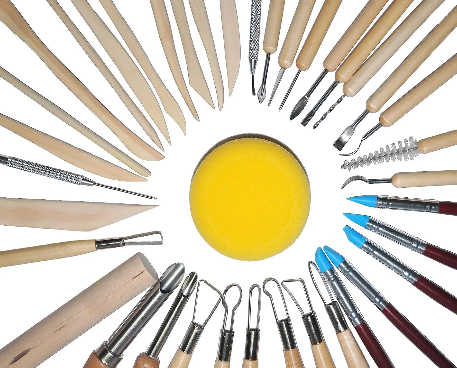 مجموعه ابزار سفالگری آوگرنیس، مجموعه 44 عددی ابزار مجسمه سازی خاک رس سرامیکی با جعبه پلاستیکی، برای مبتدیان و صنایع دستی هنری حرفه ای