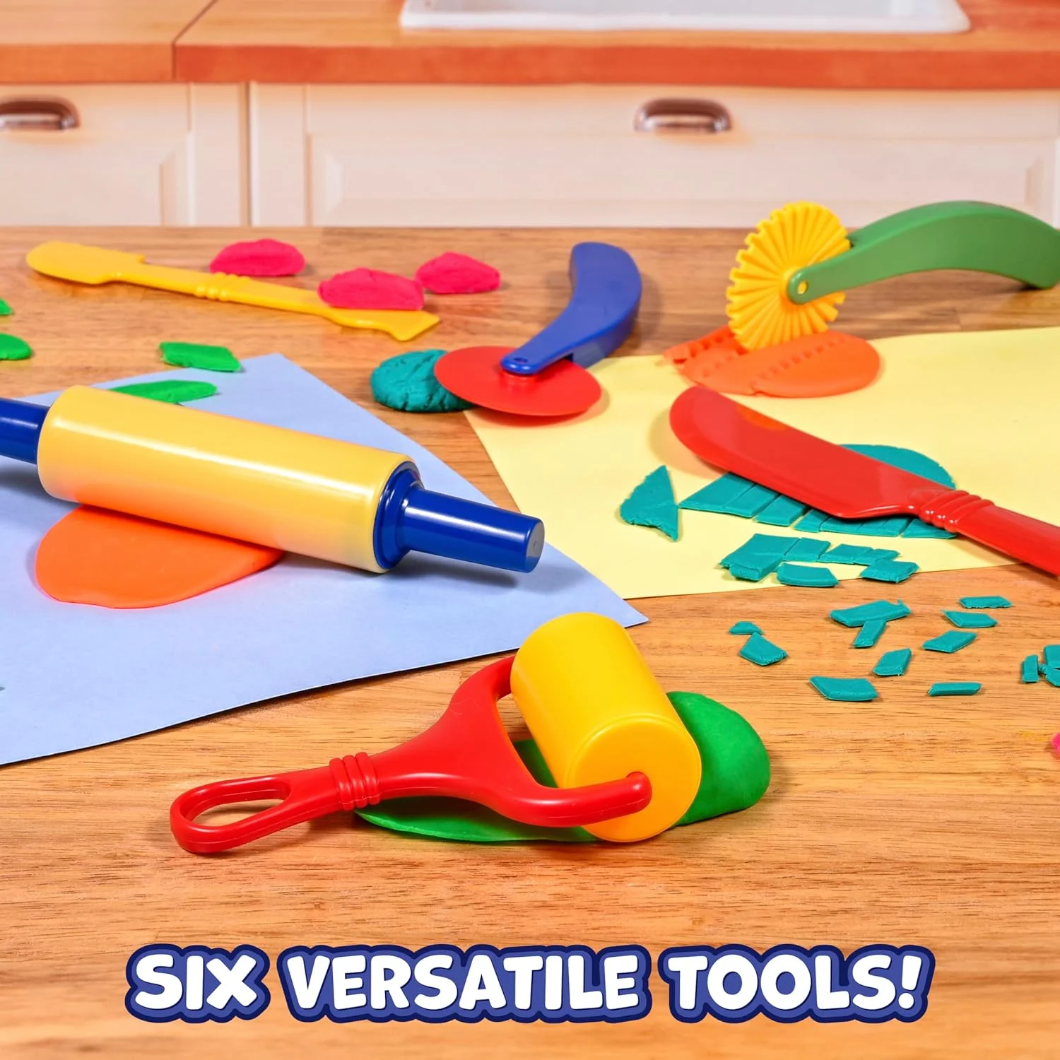 ابزار خمیر بازی ردی تو لرن - مجموعه 6 عددی - هنر و کاردستی برای کودکان - ابزار مجسمه سازی برای غلتاندن، برش، قالب گیری و صاف کردن - لوازم هنری برای سفالگری و خمیر