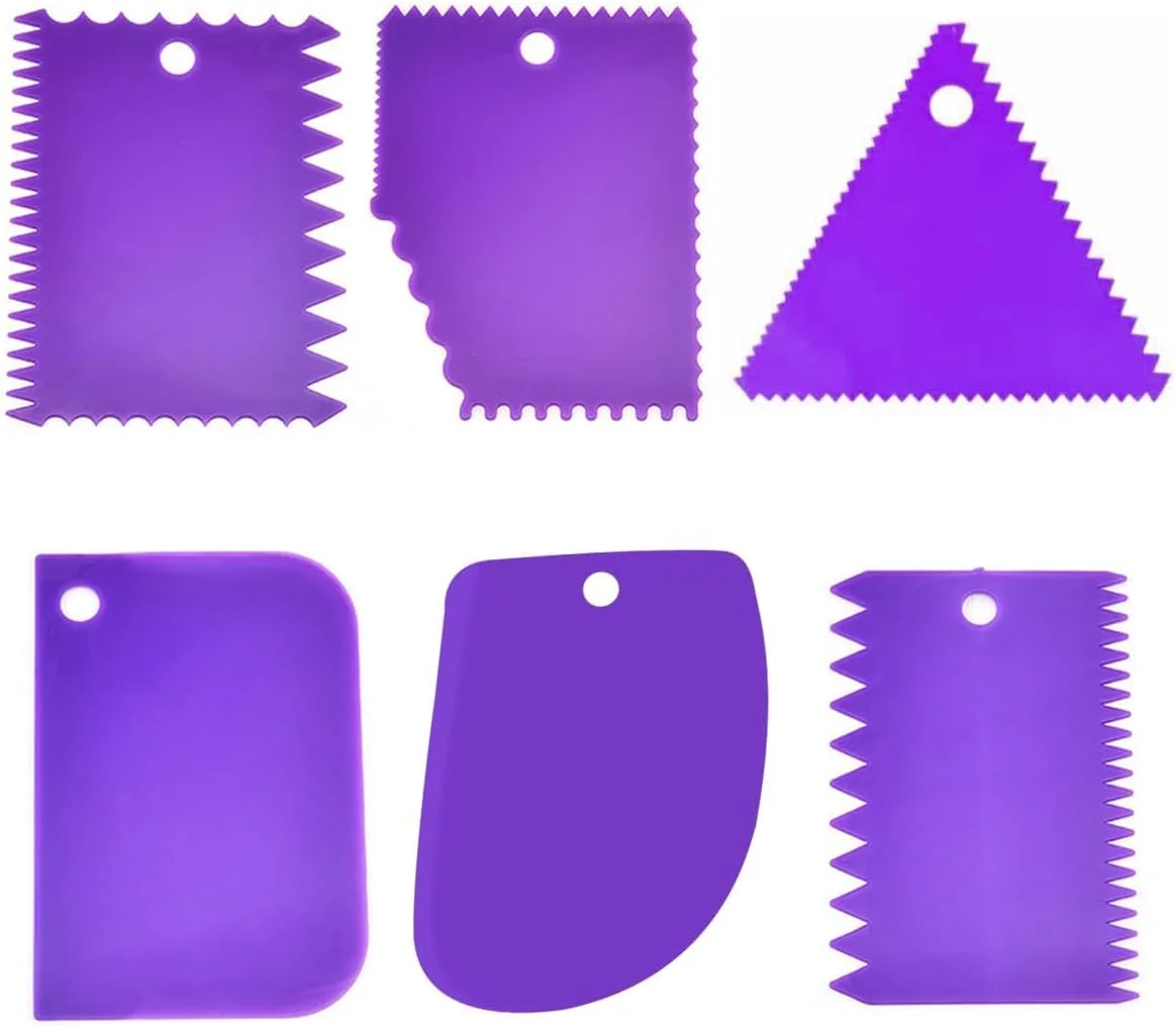 ست ۶ عددی کاردک های پلاستیکی خاک رس GLADFRESIT، کاردک مجسمه سازی پلاستیکی - کاردک خاک رس سفالگری - ابزارهای دندانه دار سرامیکی (بنفش)