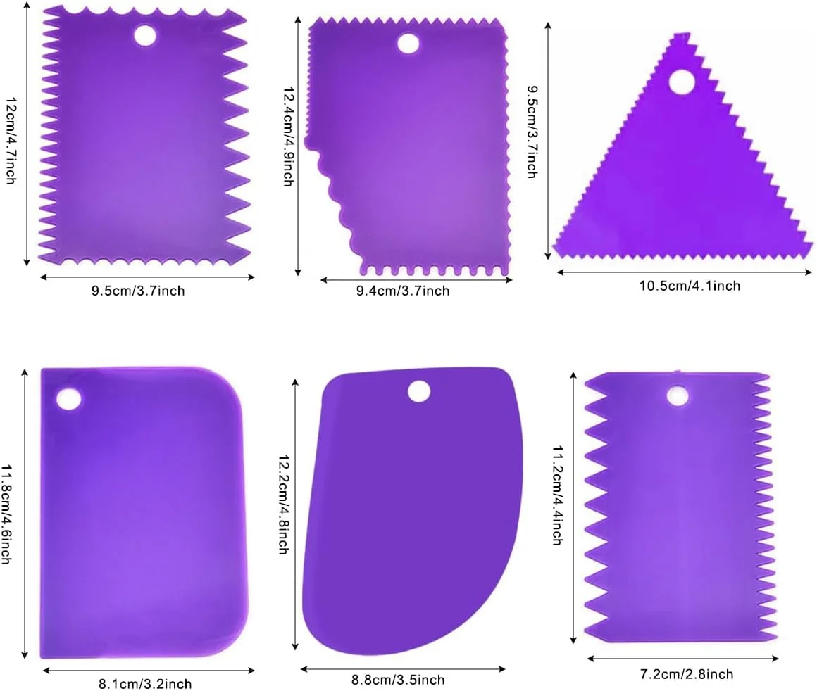 ست ۶ عددی کاردک های پلاستیکی خاک رس GLADFRESIT، کاردک مجسمه سازی پلاستیکی - کاردک خاک رس سفالگری - ابزارهای دندانه دار سرامیکی (بنفش)