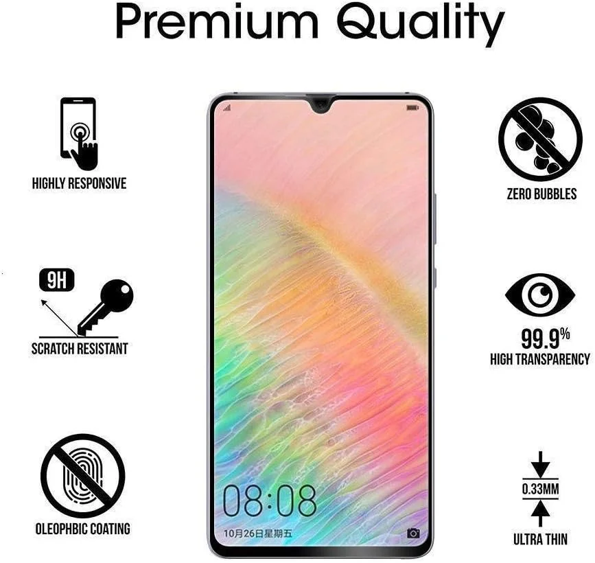 بسته 3 عددی محافظ صفحه نمایش شیشه ای حرارت دیده 5D 9H با پوشش کامل برای Huawei Mate 20 X، محافظ صفحه نمایش چسب کامل برای Huawei Mate 20X