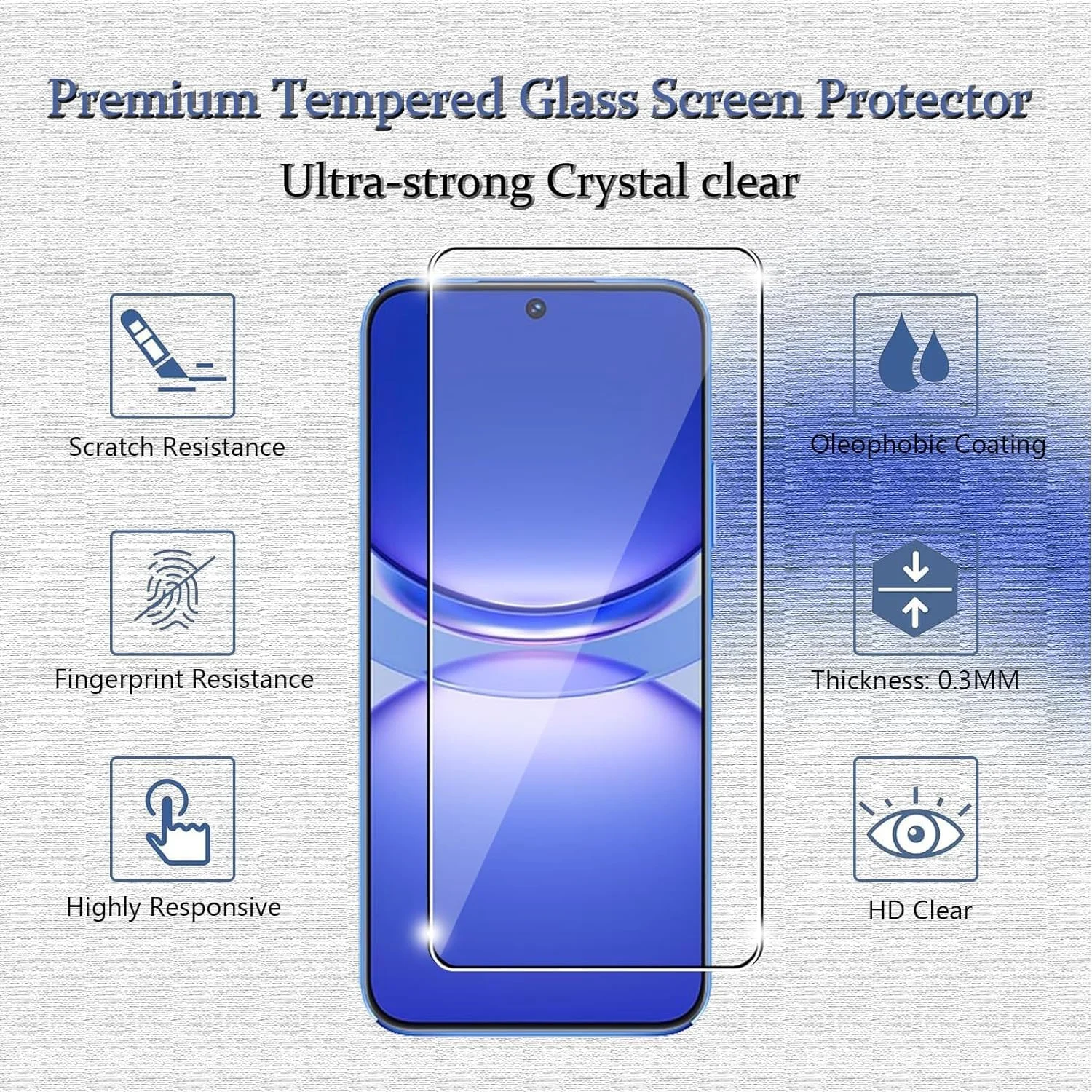 محافظ صفحه نمایش شیشه ای حرارت دیده Gruattreay [بسته 2 عددی] سازگار با Huawei Nova 12s، بدون حباب، سختی 9H، مقاوم در برابر خراش، HD شفاف