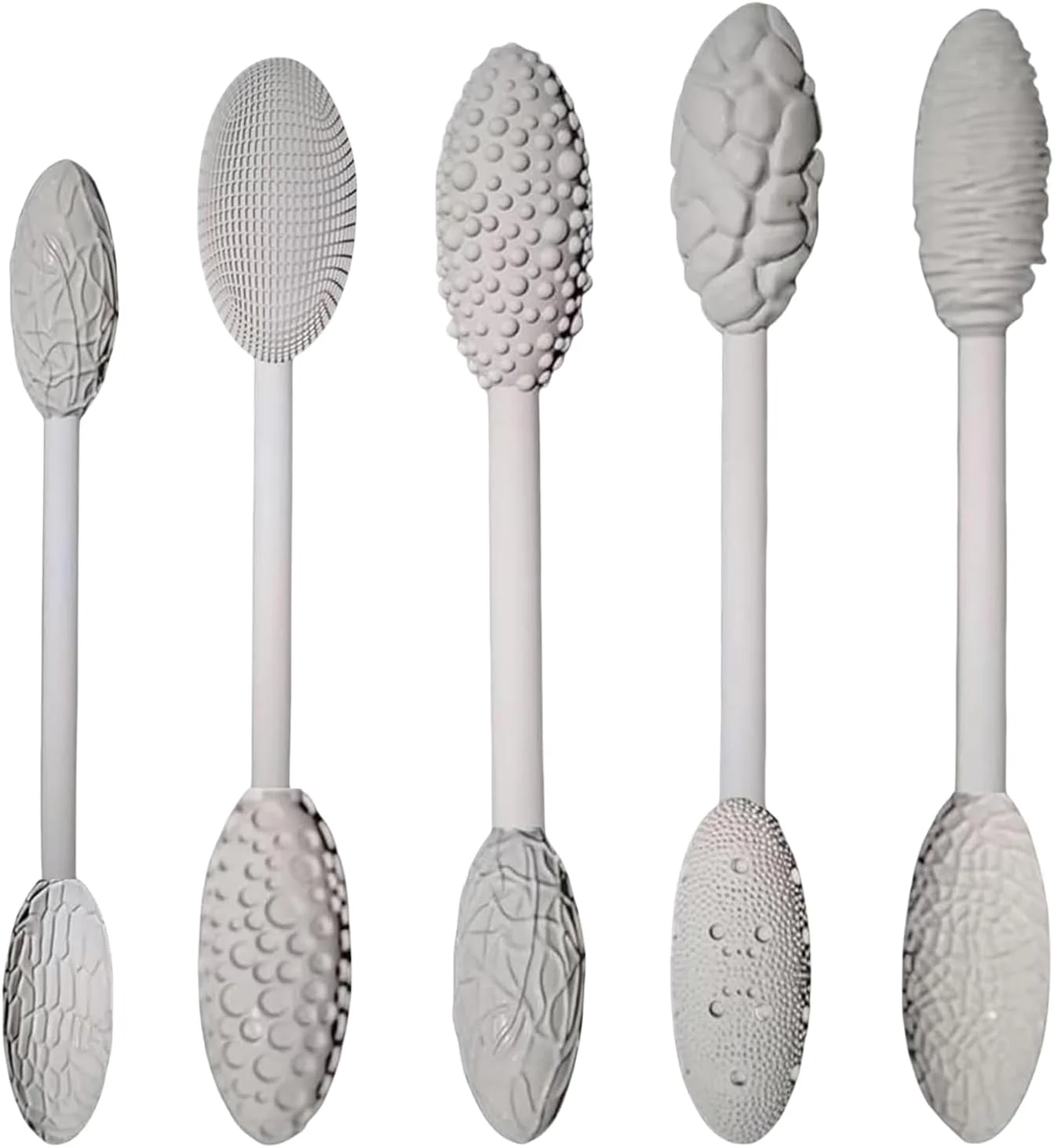 غلتک بافت سفالی 5 عددی برای پروژه های هنری، ابزارهای بافت مجسمه سازی دو سر، کیت چوب غلتکی طرح دار مدل سازی