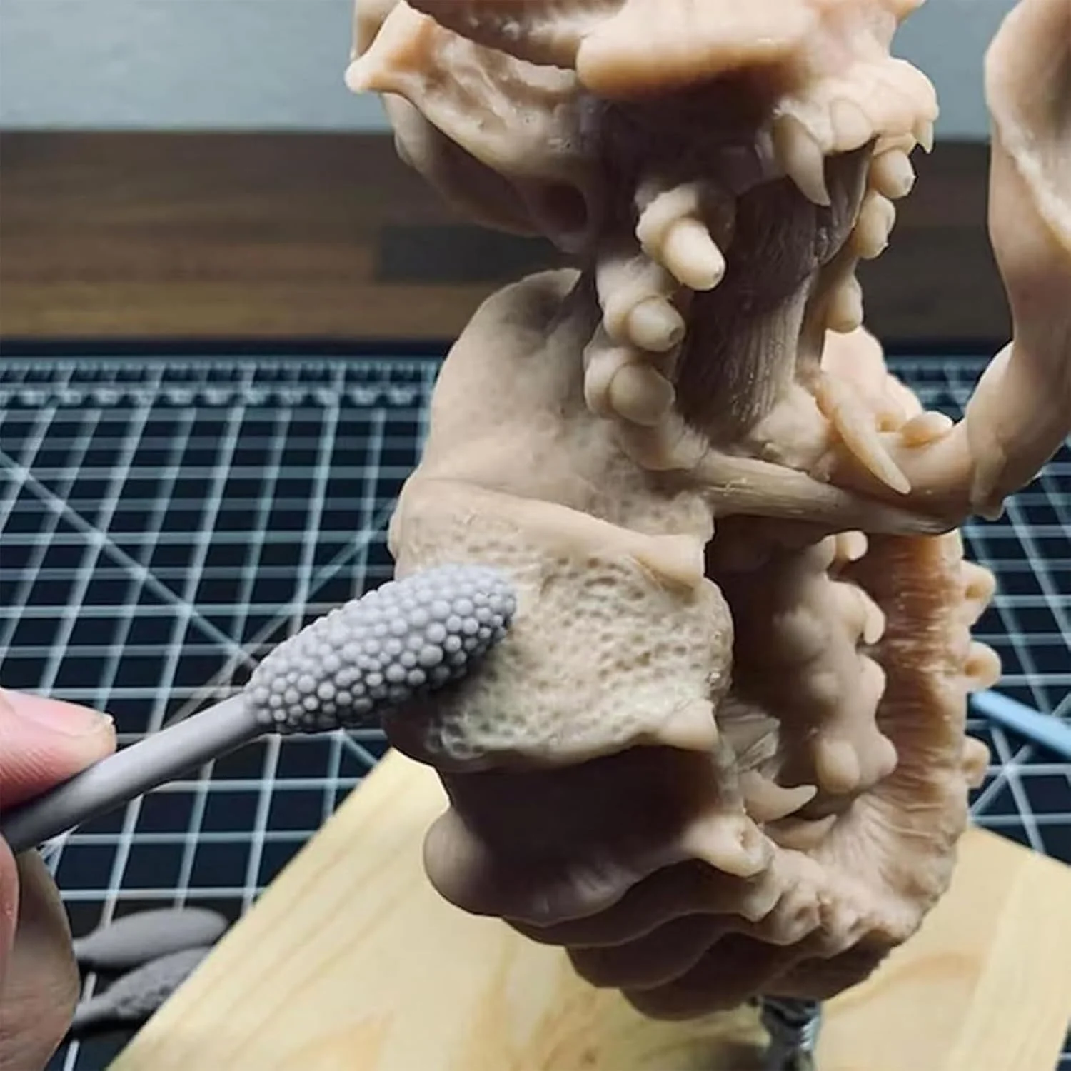 غلتک بافت سفالی 5 عددی برای پروژه های هنری، ابزارهای بافت مجسمه سازی دو سر، کیت چوب غلتکی طرح دار مدل سازی