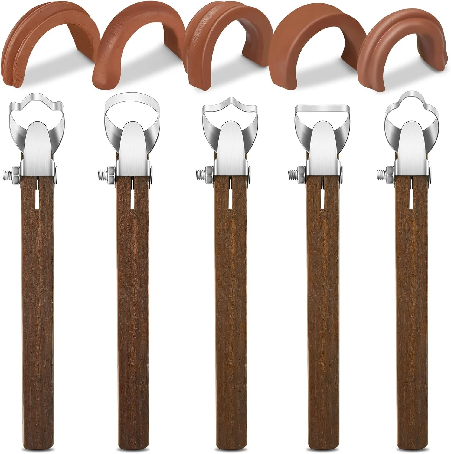 ابزار مجسمه سازی ترون، شامل 5 تکه، اکسترودر خمیر رس، ابزار حکاکی سفالگری، ابزار شکل دهی دسته فنجان سفالی، برشگرهای خمیر رس دسته لیوان چای با دسته چوبی برای ساخت فنجان، مجسمه سازی سرامیکی