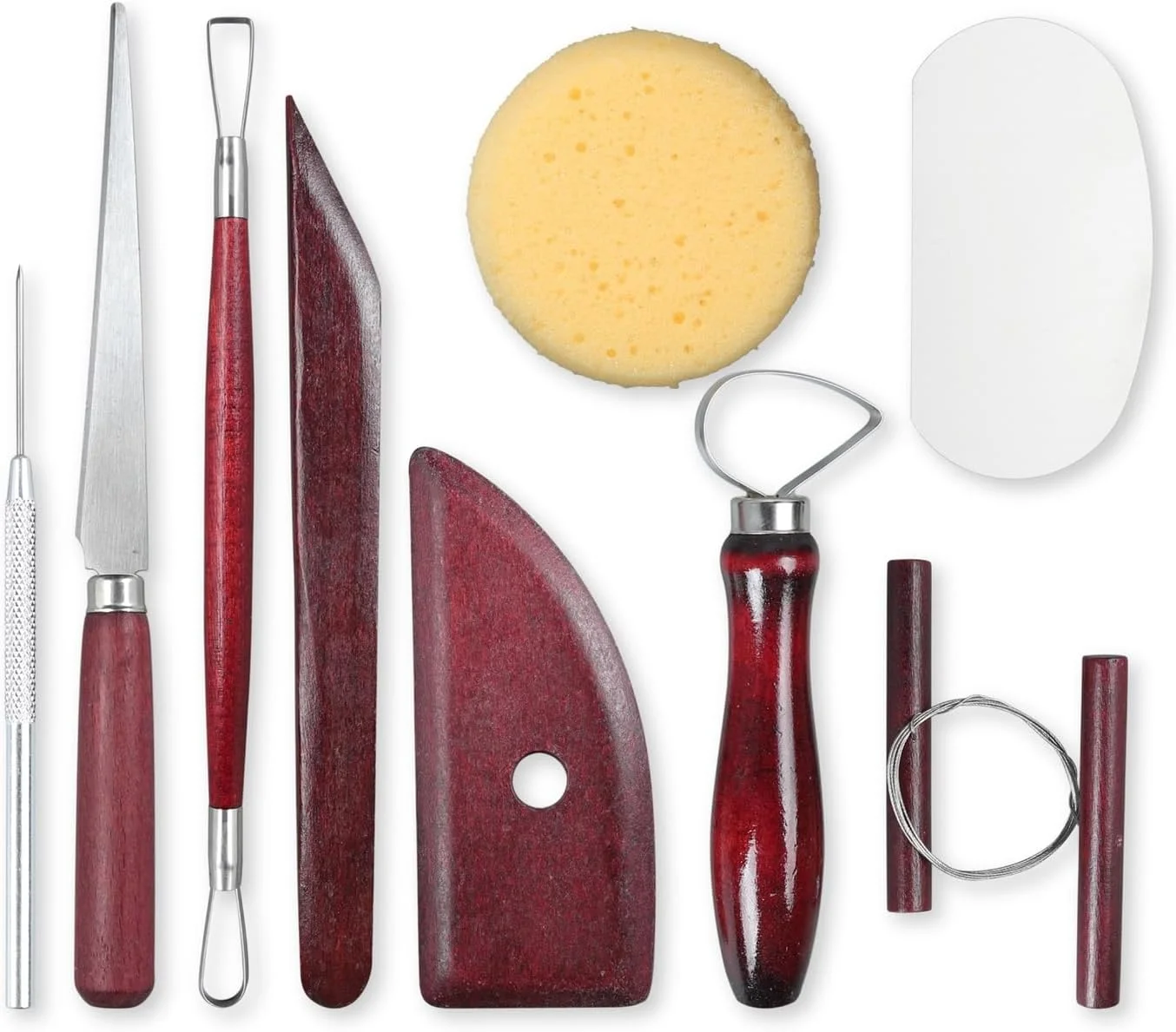 مجموعه 9 عددی ابزار مجسمه سازی سفالی تزویق، کیت ابزار مجسمه سازی خاک رس سرامیکی، ابزار خاک رس پلیمری، ابزار مجسمه سازی خاک رس چوب ماهون مصنوعی، چاقوی حکاکی چوب، لوازم هنری برش