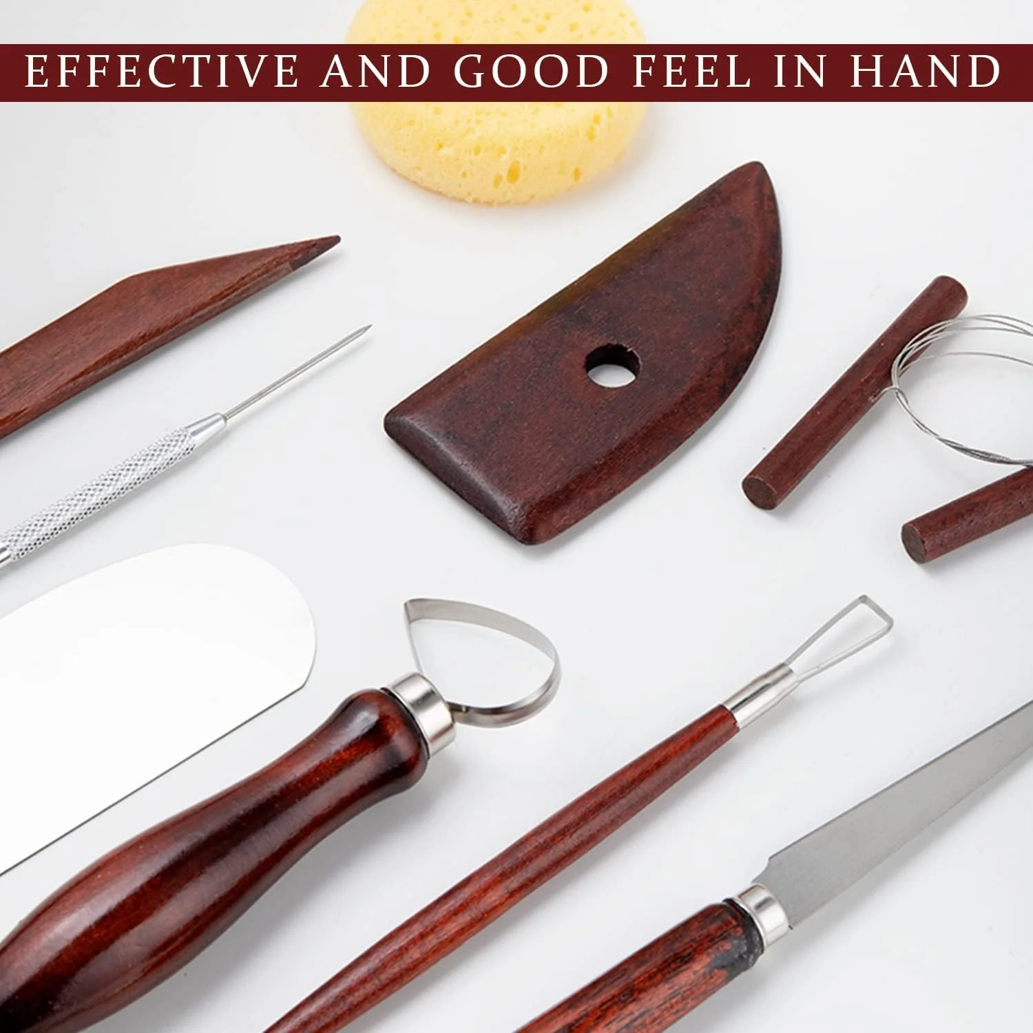 مجموعه 9 عددی ابزار مجسمه سازی سفالی تزویق، کیت ابزار مجسمه سازی خاک رس سرامیکی، ابزار خاک رس پلیمری، ابزار مجسمه سازی خاک رس چوب ماهون مصنوعی، چاقوی حکاکی چوب، لوازم هنری برش