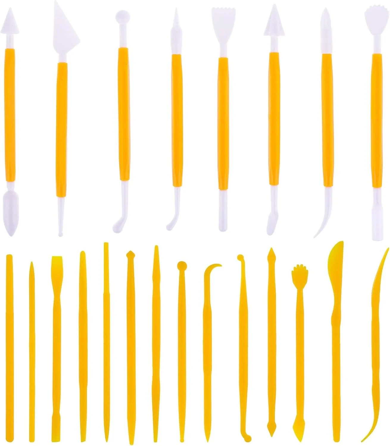 ابزارهای مجسمه سازی خمیر پلاستیکی، ابزارهای حکاکی خمیر سفالگری، ابزارهای مدل سازی دو سر، ابزارهای خمیر پلیمری برای کودکان مبتدی، تزئین کیک و کاردستی DIY (22 عدد)