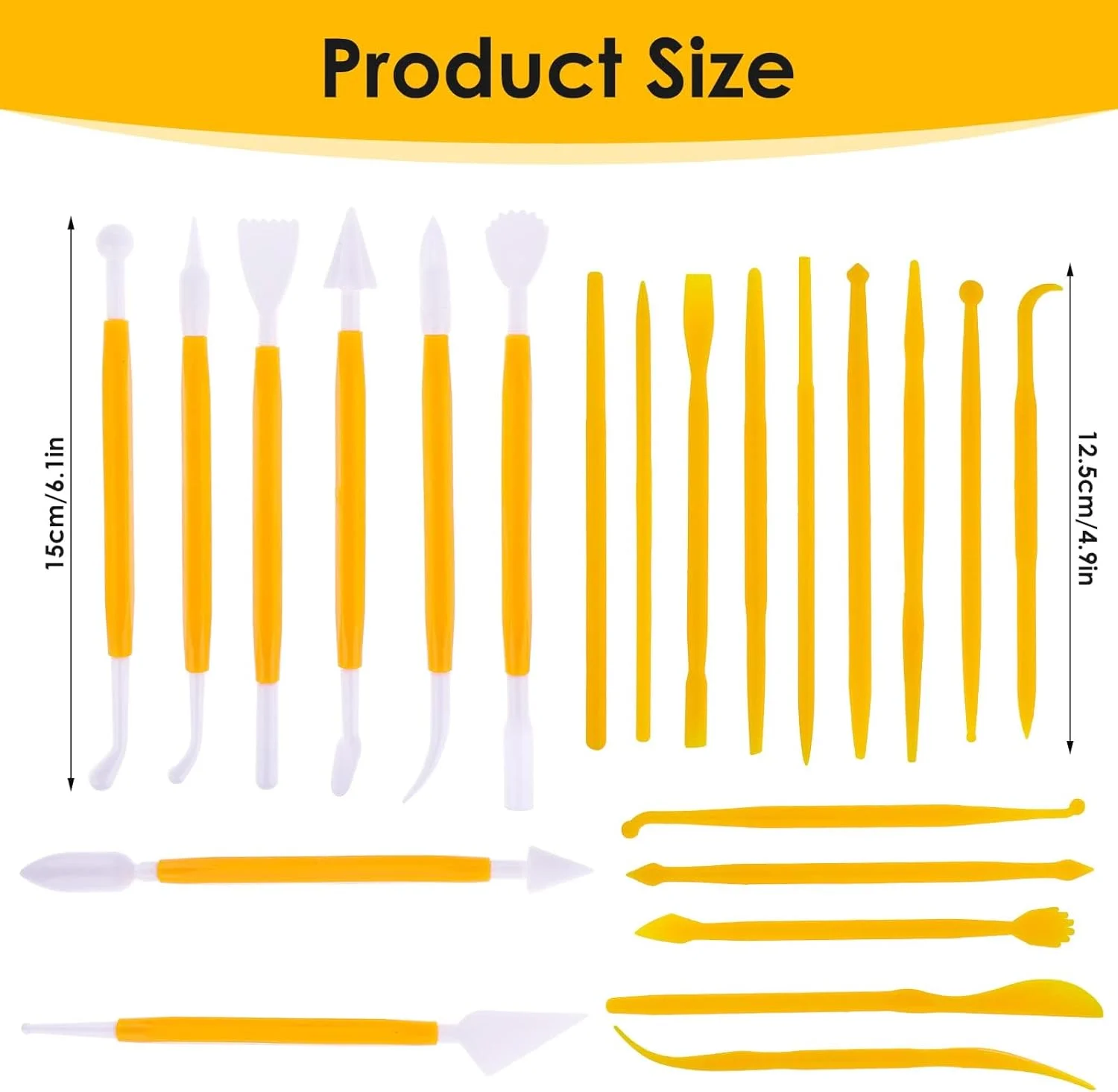 ابزارهای مجسمه سازی خمیر پلاستیکی، ابزارهای حکاکی خمیر سفالگری، ابزارهای مدل سازی دو سر، ابزارهای خمیر پلیمری برای کودکان مبتدی، تزئین کیک و کاردستی DIY (22 عدد)