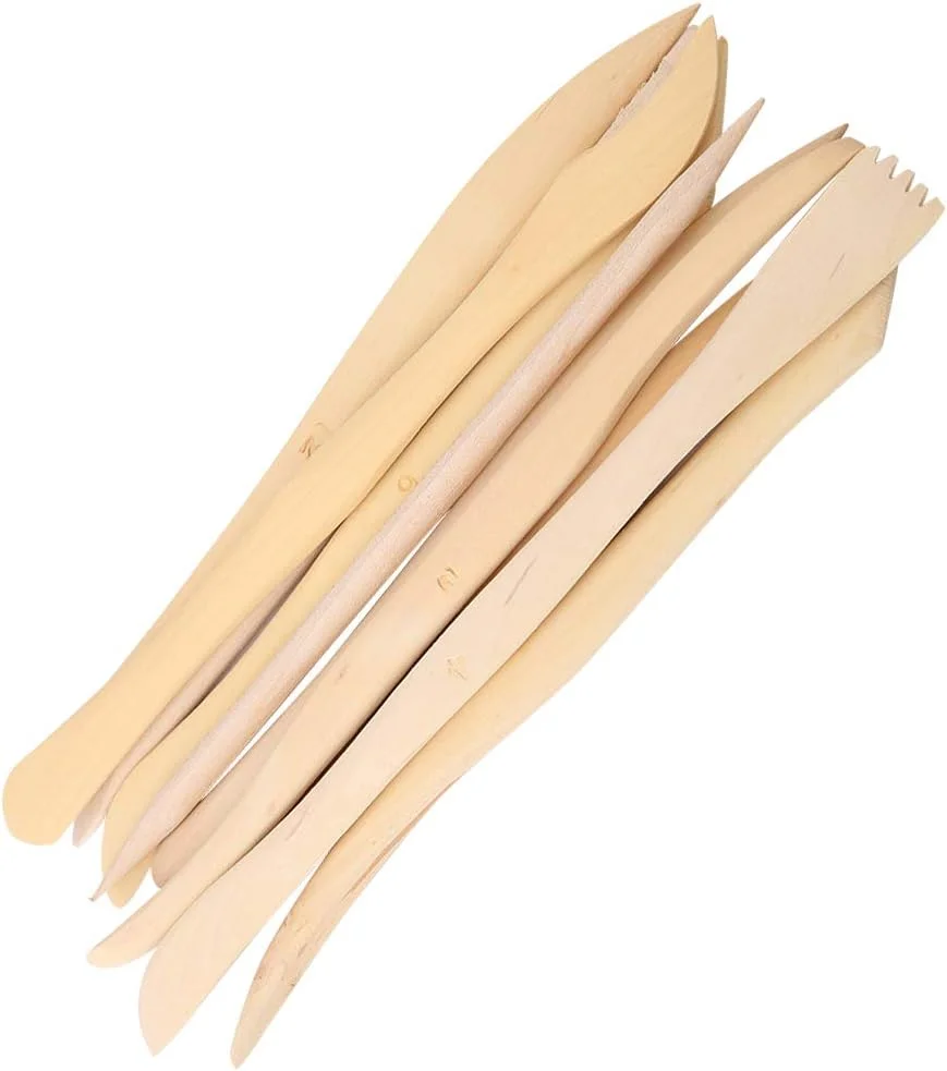 مجموعه 10 عددی ابزار حکاکی و مدل سازی خاک رس چوبی Miokycl، ابزار مجسمه سازی سرامیکی DIY