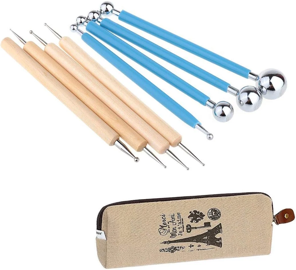 ابزار گل کاغذی Ecjiuyi، مجموعه 8 عددی ابزار نقطه گذاری استایلوس توپی برای نقاشی ماندالا روی سنگ، کاردستی، نقاشی، مناسب نوجوانان و بزرگسالان، بدون محدودیت جنسیتی، غیر تاشو