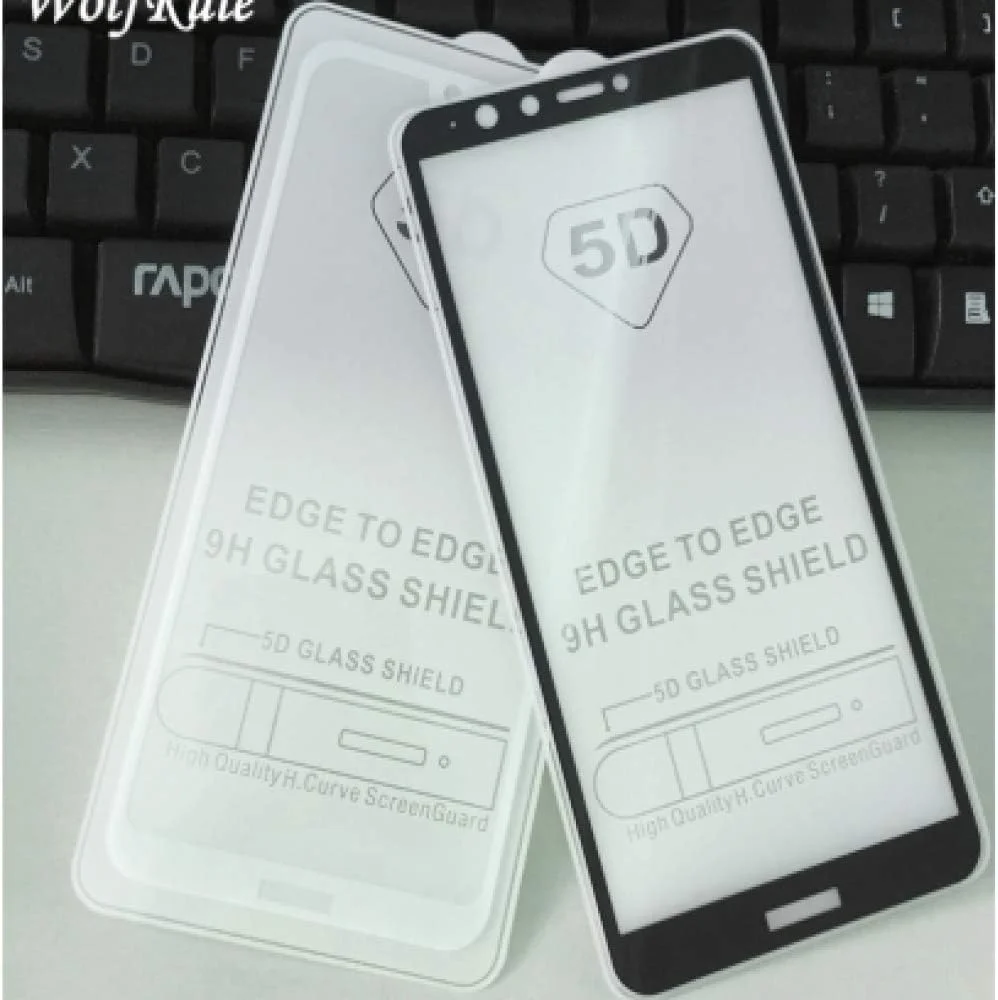 FHNLKFS محافظ صفحه نمایش شیشه ای حرارت دیده با پوشش چسب کامل 5D، 3 عددی، برای گوشی هواوی Y9 2018، فیلم محافظ صفحه نمایش گوشی، شیشه ای با چسب کامل برای هواوی Y9 2018، برای Enjoy 8 Plus