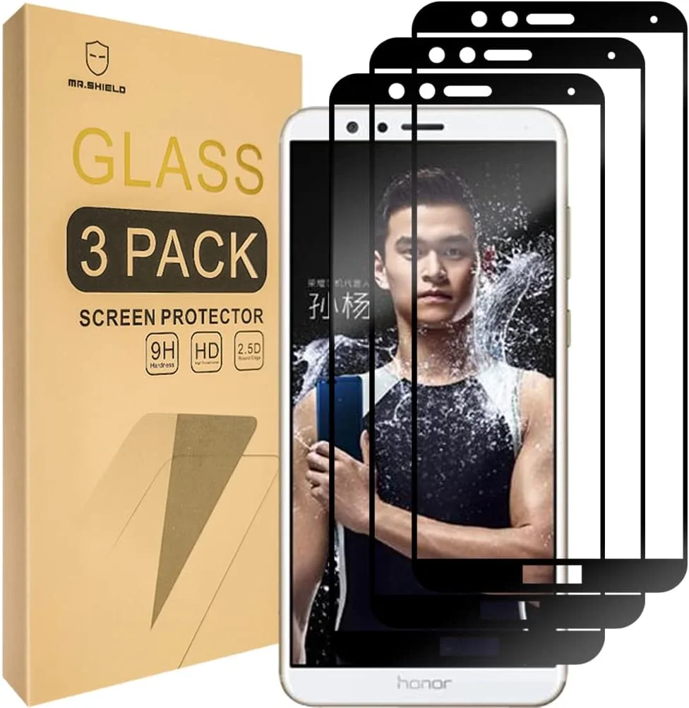 محافظ صفحه نمایش شیشه ای حرارت دیده [3 عددی] Mr.Shield برای Huawei Mate SE [شیشه حرارت دیده ژاپنی] [سختی 9H] [پوشش کامل]