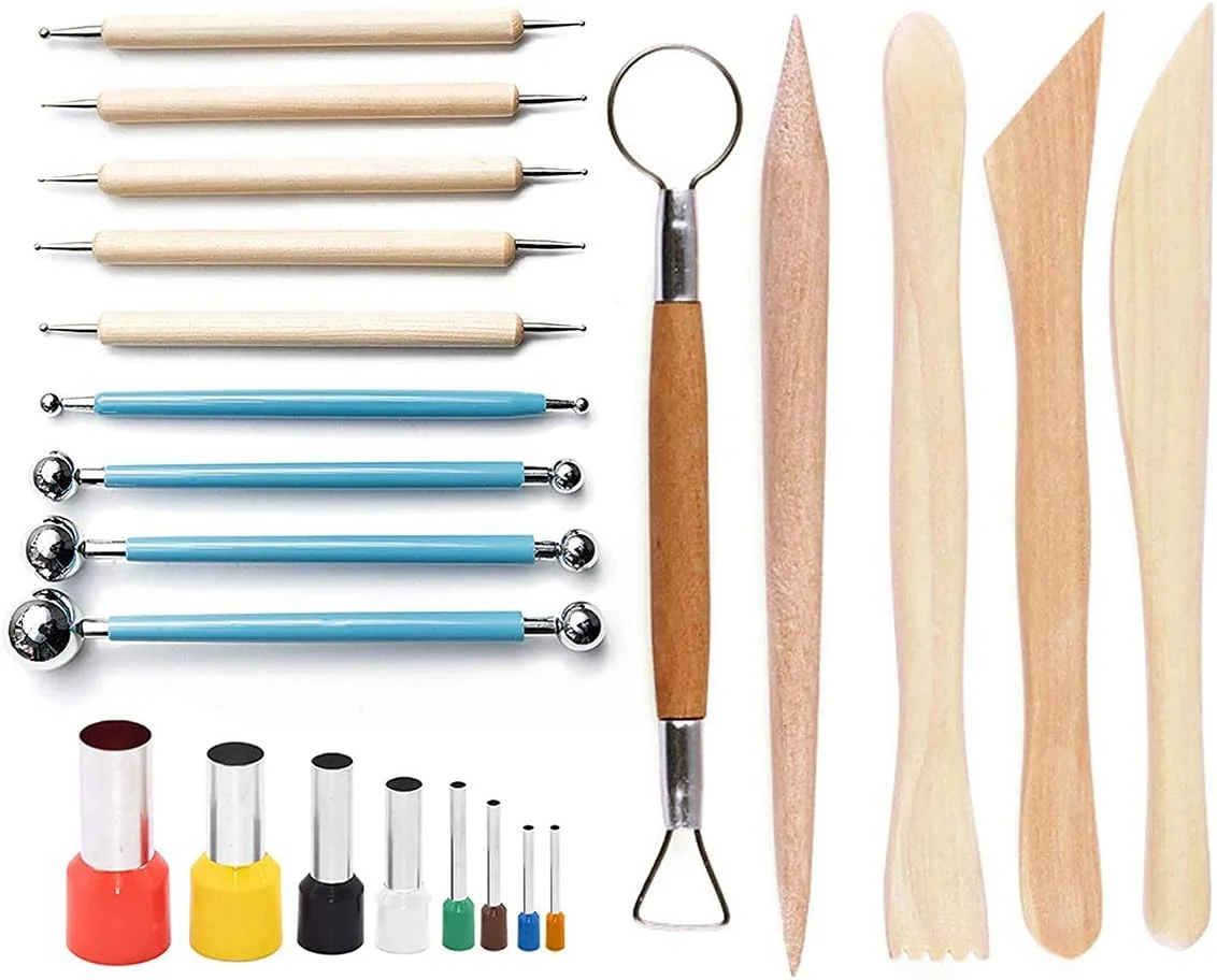 ابزار مدل سازی خمیر XYJPCC، مجموعه 22 عددی ابزار خمیر پلیمری، ابزار مجسمه سازی خمیر، ابزار خمیر پلیمری سرامیکی با برش های خمیر برای مبتدیان