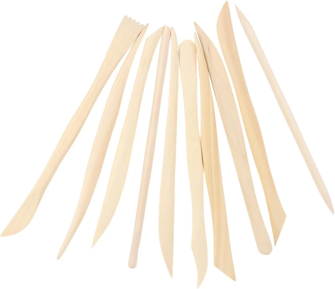 ابزار سفالگری، ابزار حرفه ای حکاکی گل، چاقوی چوبی ظریف، لوازم هنری سرامیک، مجموعه ابزار مجسمه سازی خاک رس برای صنایع دستی، هنر سرامیک DIY، 10 عدد