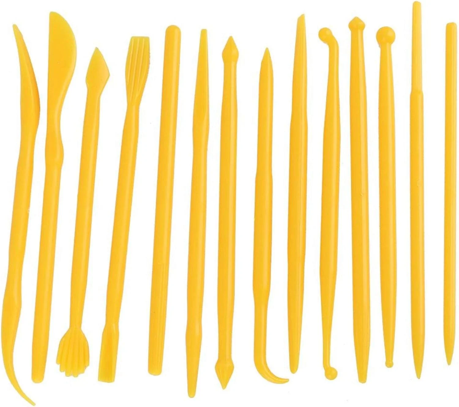 ست 14 عددی ابزار مجسمه سازی حرفه ای خاک رس، ابزار حکاکی سفالگری برای بزرگسالان، مبتدیان و کودکان (زرد)