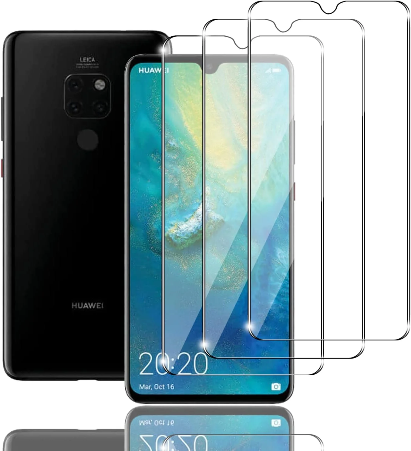 محافظ صفحه نمایش شیشه ای حرارت دیده Ljietr بسته 3 عددی سازگار با Huawei Mate20، شیشه با سختی 9H، بدون حباب برای Huawei Mate20