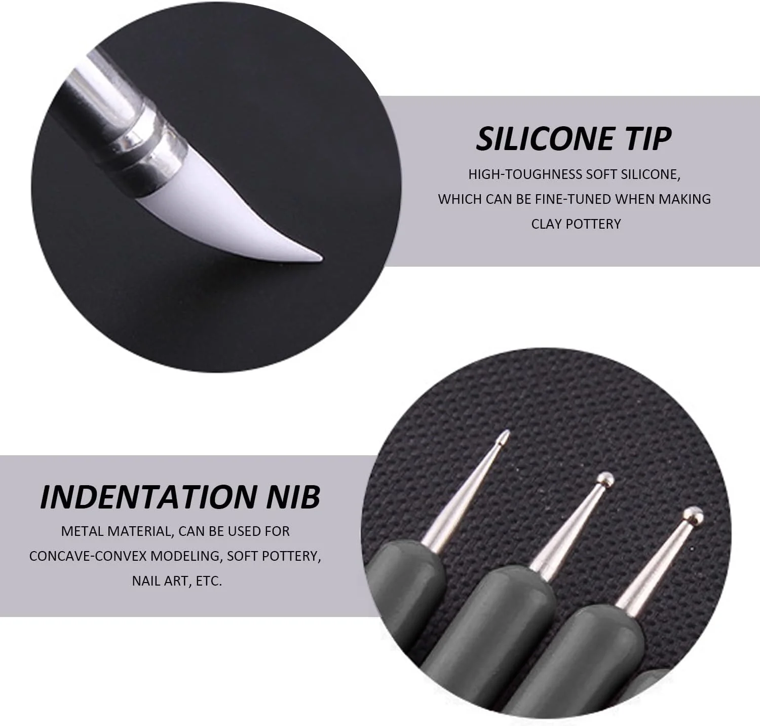 ست ابزار مجسمه سازی رسی LSYYSL شامل 5 عدد ابزار مجسمه سازی رسی به همراه 1 عدد کیف مدادی توری، ابزار مجسمه سازی رسی سیلیکونی دو طرفه، ابزار مدل سازی، قلم ایجاد خط سیلیکونی برای صنایع دستی مجسمه سازی سفالی