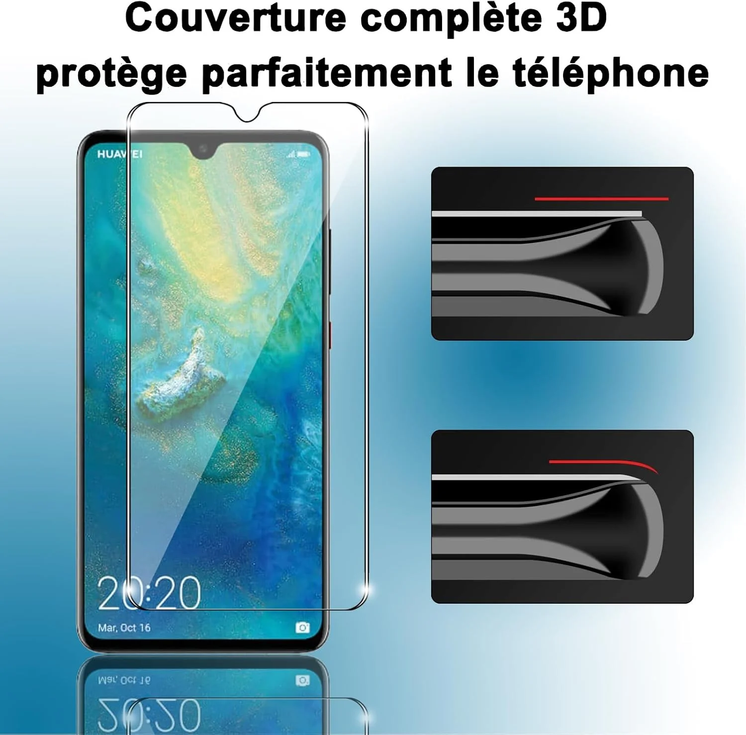 محافظ صفحه نمایش شیشه ای حرارت دیده Ljietr بسته 3 عددی سازگار با Huawei Mate20، شیشه با سختی 9H، بدون حباب برای Huawei Mate20