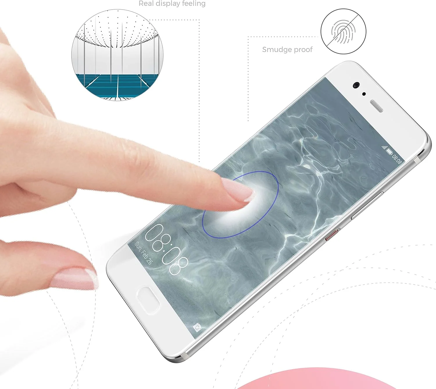 محافظ صفحه نمایش شیشه ای حرارت دیده Simplecase برای Huawei P10، محافظ صفحه نمایش ممتاز تمام صفحه، پوشش 100٪، محافظت بهینه، سختی فوق العاده 9H، سفید - بسته 1 عددی